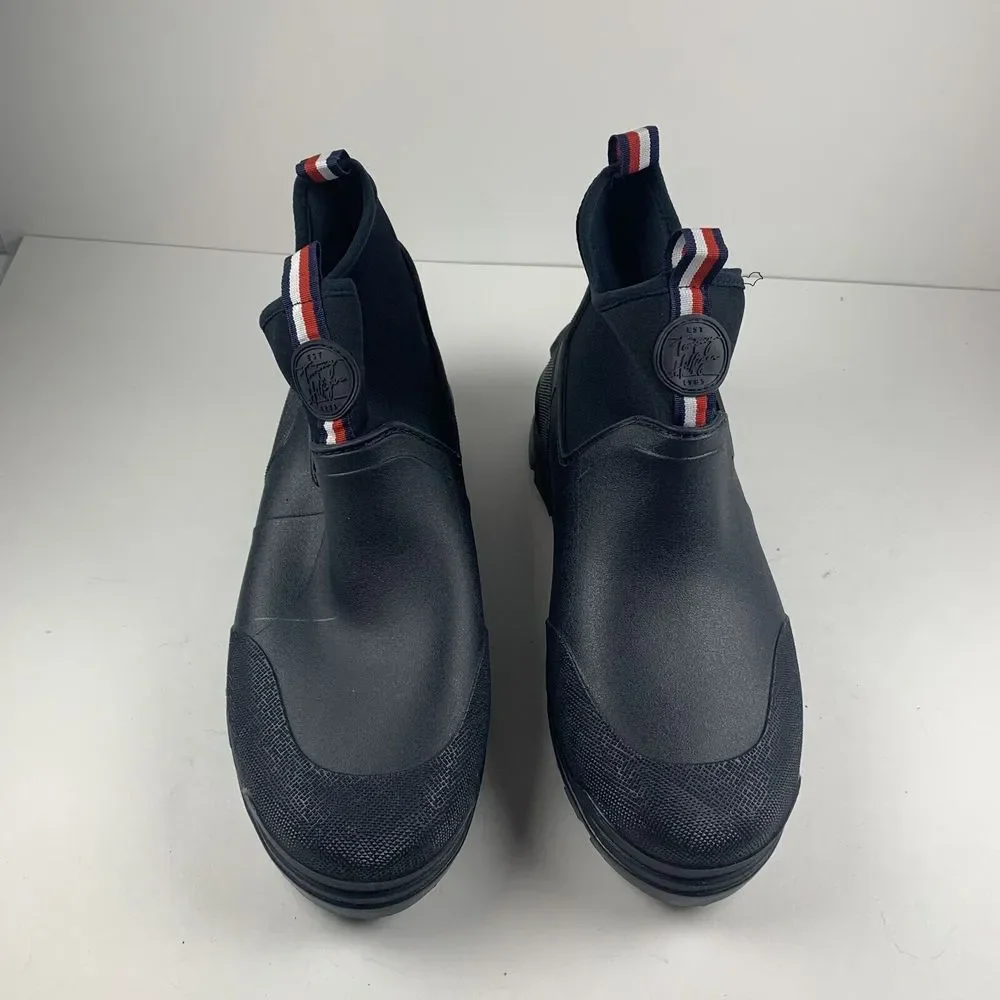 Tommy Hilfiger Candid Rain Boots Womens Size 11 Navy Casual Pull-On Ankle Boots‎
